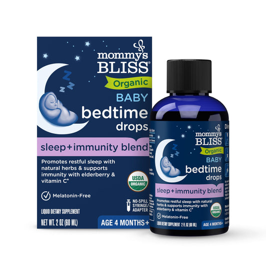 Mommy's Bliss Organic Baby Bedtime Drops + Overnight Immunity Support*, Promotes Restful Night, Melatonin Free, Age 4 Month+, 2 Fl Oz