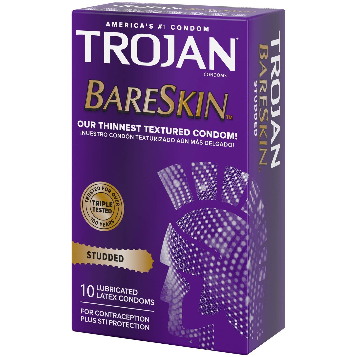 Trojan Studded Bareskin Lubricated Condoms - 10 Count