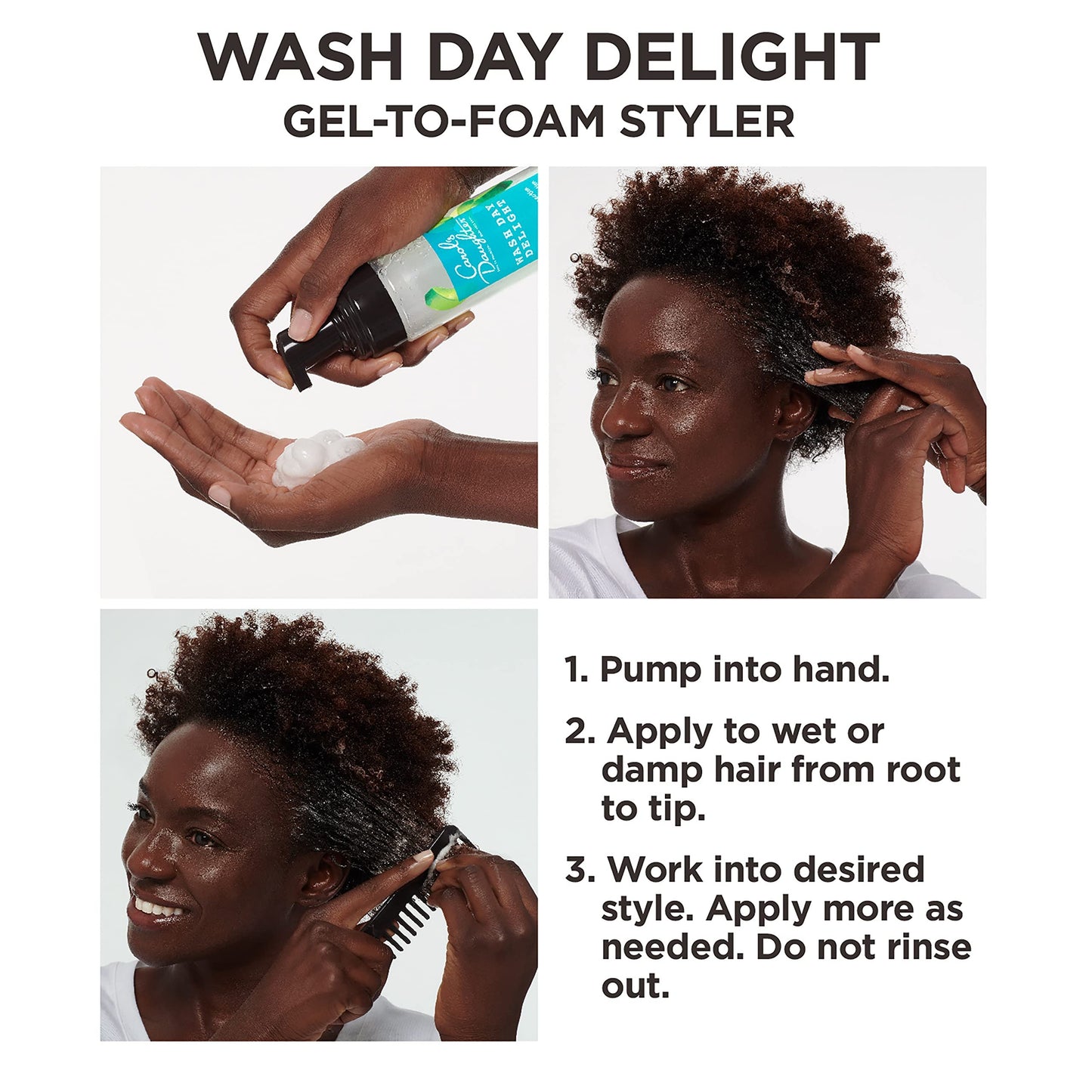 Carol's Daughter Wash Day Delight Hair Gel to Foam Mousse Styler and Hair Detangler for Curls with Aloe, Natural-looking Hold 8.5 fl oz