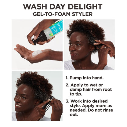 Carol's Daughter Wash Day Delight Hair Gel to Foam Mousse Styler and Hair Detangler for Curls with Aloe, Natural-looking Hold 8.5 fl oz