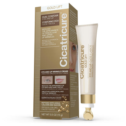 Cicatricure Gold Lift Dual Contour Eye and Lip Wrinkle Cream, Anti Aging Skin Care to Reduce Dark Circles, Puffiness & Expression Lines