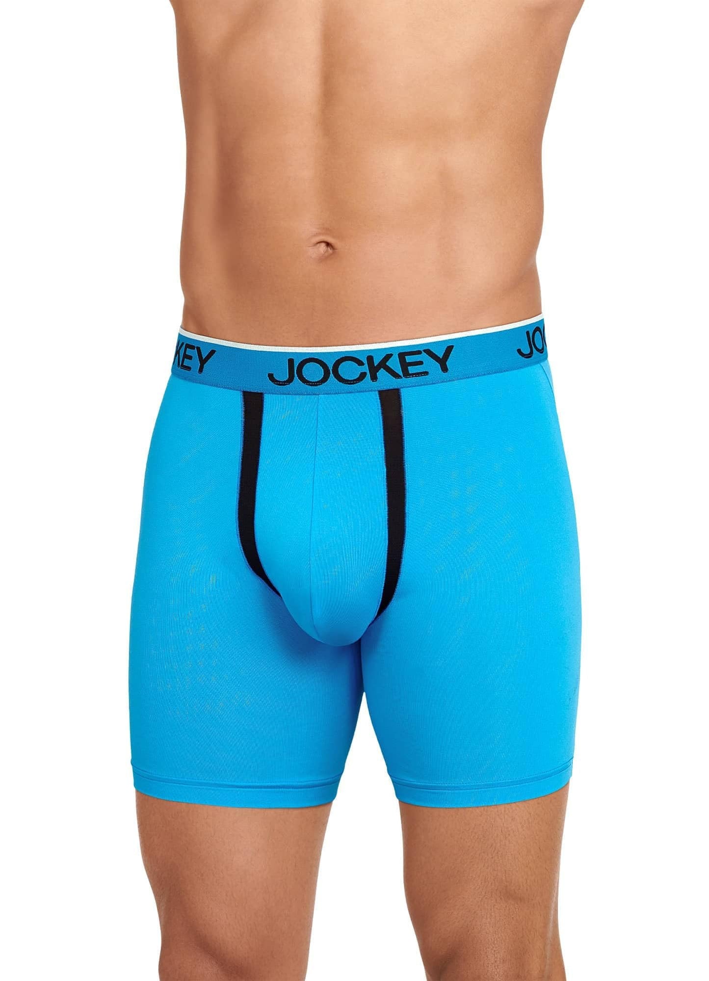 Jockey Men's Underwear Chafe Proof Pouch Microfiber 6" Boxer Brief - 3 Pack, Bright Aqua/Iron Grey/Blue Jay, XL