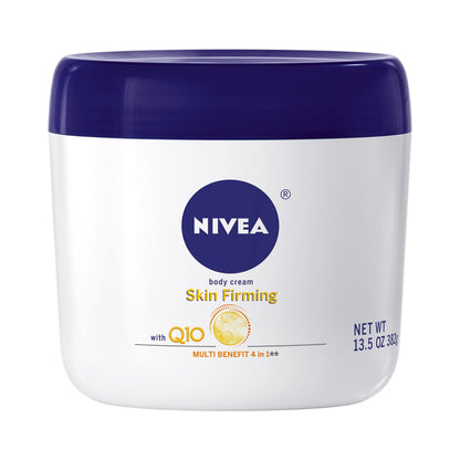 NIVEA Skin Firming Q10 Body Cream, 4-in-1 Body Moisturizer with Fresh Scent, Skin Firming Cream Enriched with Q10, 13.5 Oz Jar