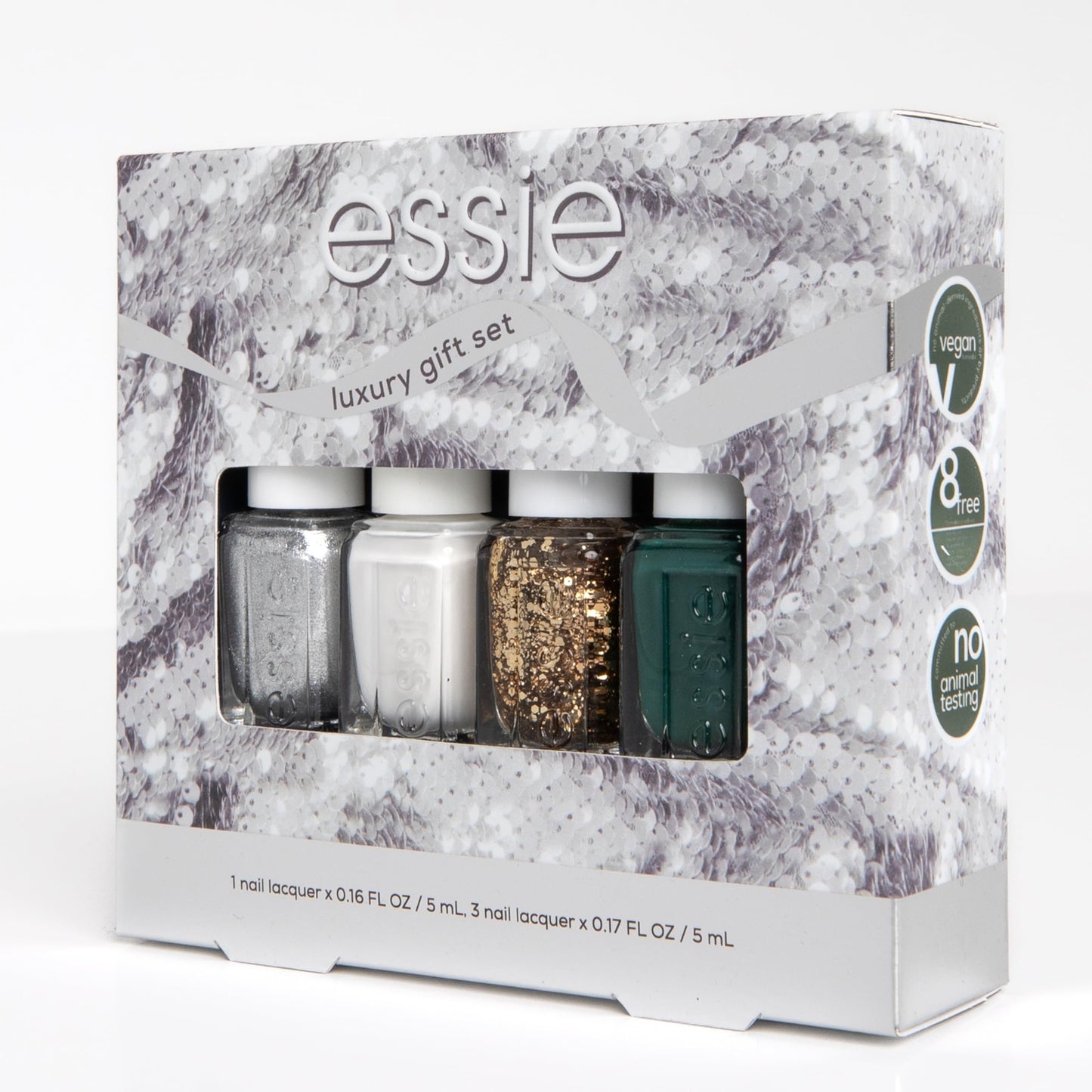 essie Nail Polish, 8-Free Vegan, 4 Piece Holiday Nail Polish Set, 1 Kit