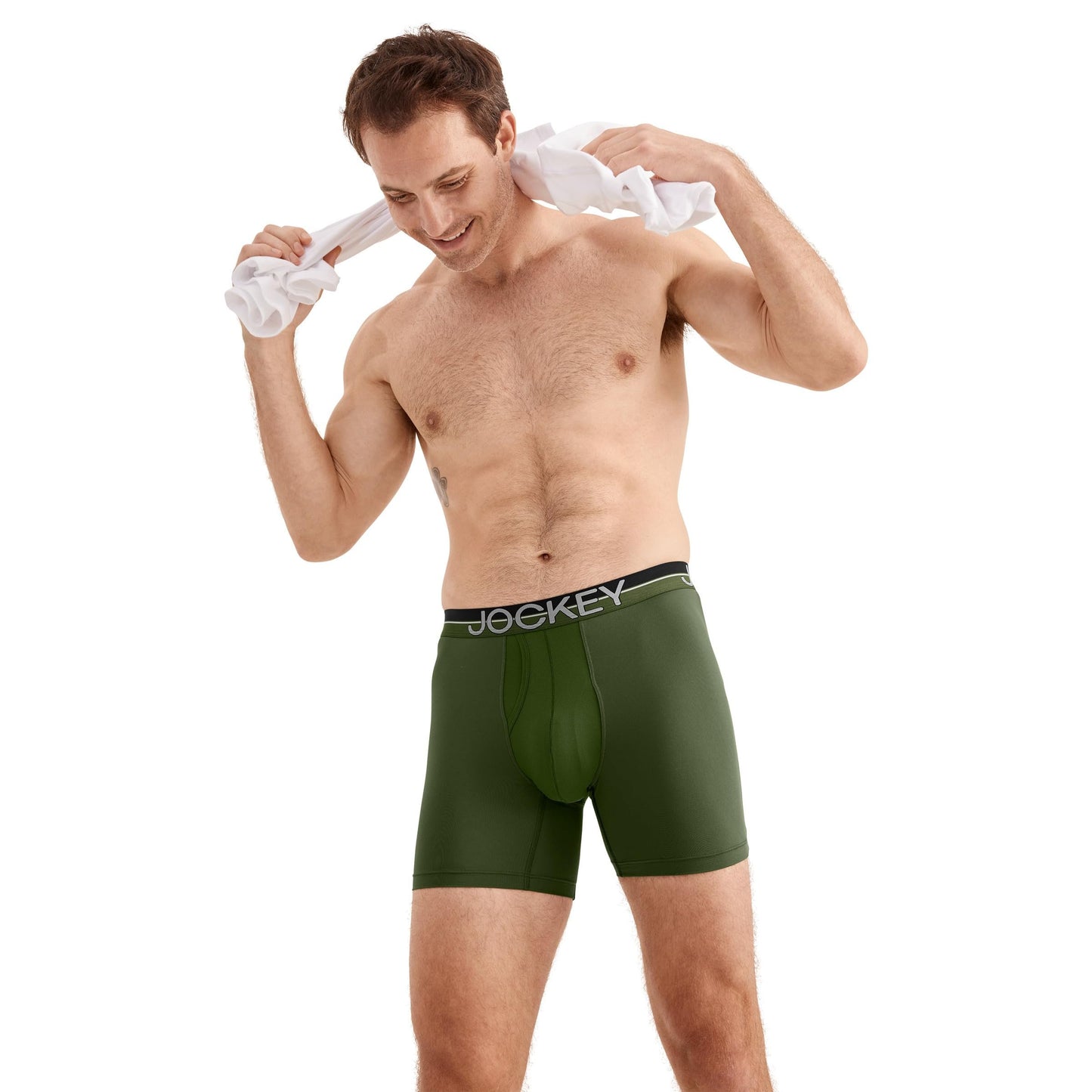Jockey Men's Underwear Infinite Cool Microfiber Stretch 6" Boxer Brief - 3 Pack