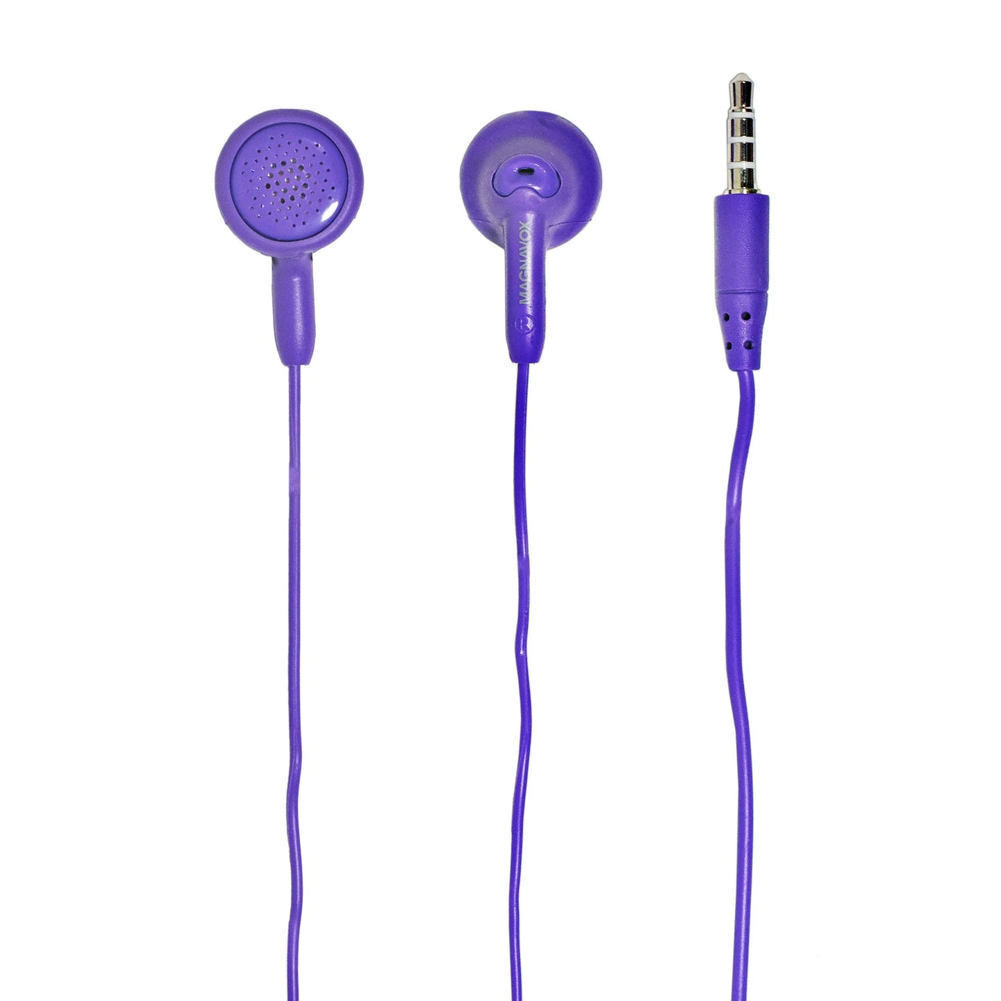 Magnavox MHP4820M-PL Gummy Earbuds with Microphone in Purple & Pink | Comfort Stereo Earbuds with Durable Rubberized Cable
