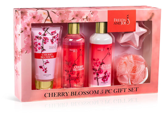 Freida & Joe Fragrance Bath & Body Collection Gift Box, Includes Shower Gel, Body Lotion, Body Scrub, Bath Bomb & Sponge