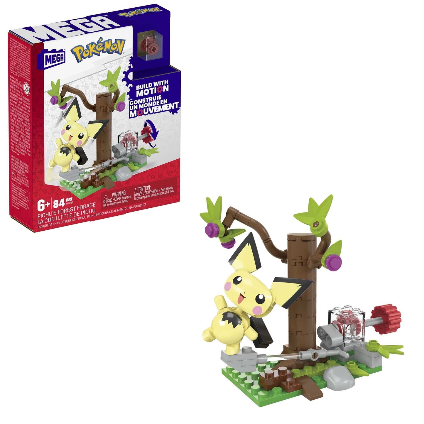 MEGA Pokémon Action Figure Building Toys Set, Pichu's Forest Forage with 84 Pieces, Motion and 1 Poseable and Buildable Character