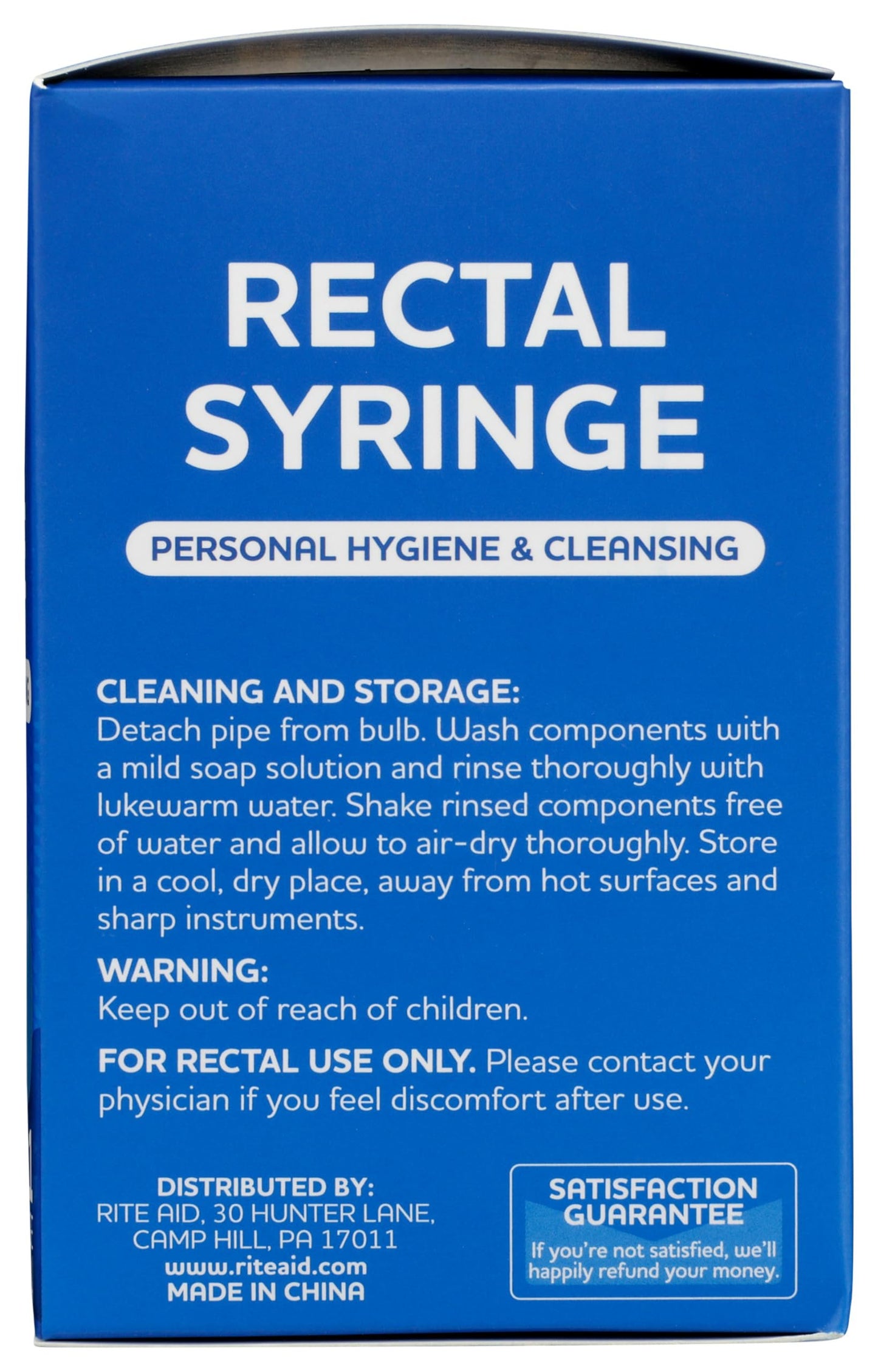 Rite Aid Rectal Enema Bulb - 1 Syringe (8 fl oz), Reusable Rectal Douche for Gentle Cleansing for Men and Women