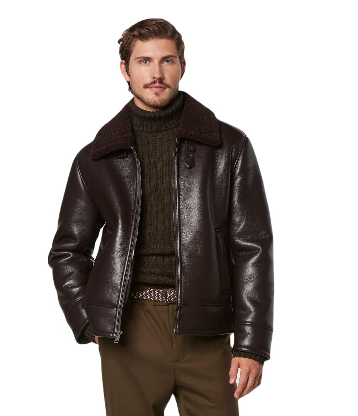 Andrew Marc Men's Faux Leather Sherling Jacket