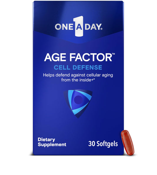 One A Day Age Factor Cell Defense-Cell Health Supplement to Support Healthy Aging Journey, Cell Health Support for Adults, with Olive Polyphenols, Resveratrol, Vitamin B3 (Niacinamide), 30 Softgels