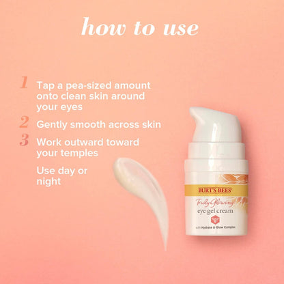 Burt's Bees Truly Glowing Reawakening Gel Eye Cream with Hydrate and Glow Complex, 0.5 Fluid Ounce (Package May Vary)