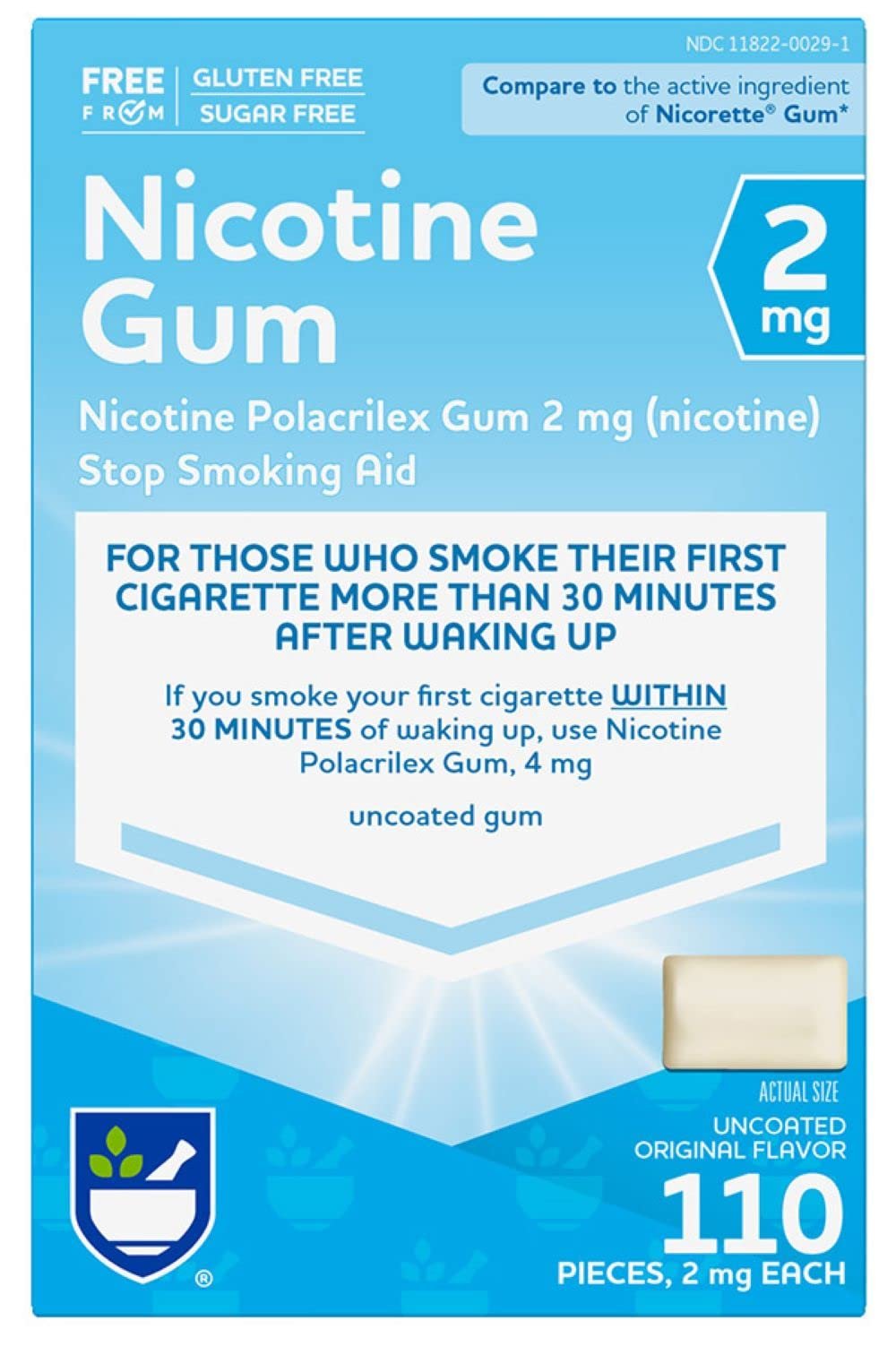 Rite Aid Nicotine Gum, Original Flavor, 2 mg - 110 Count | Quit Smoking Aid | Nicotine Replacement Gum | Stop Smoking Aids That Work | Chewing Gum to Help You Quit Smoking | Nicotine Gum