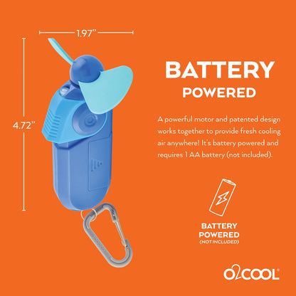 O2COOL Personal Mini Misting Fan - Portable Battery Operated Handheld Cooling Accessory with Fine Mist Spray for Outdoor, Beach, Camping - Convenient Carabiner Clip for Easy Travel