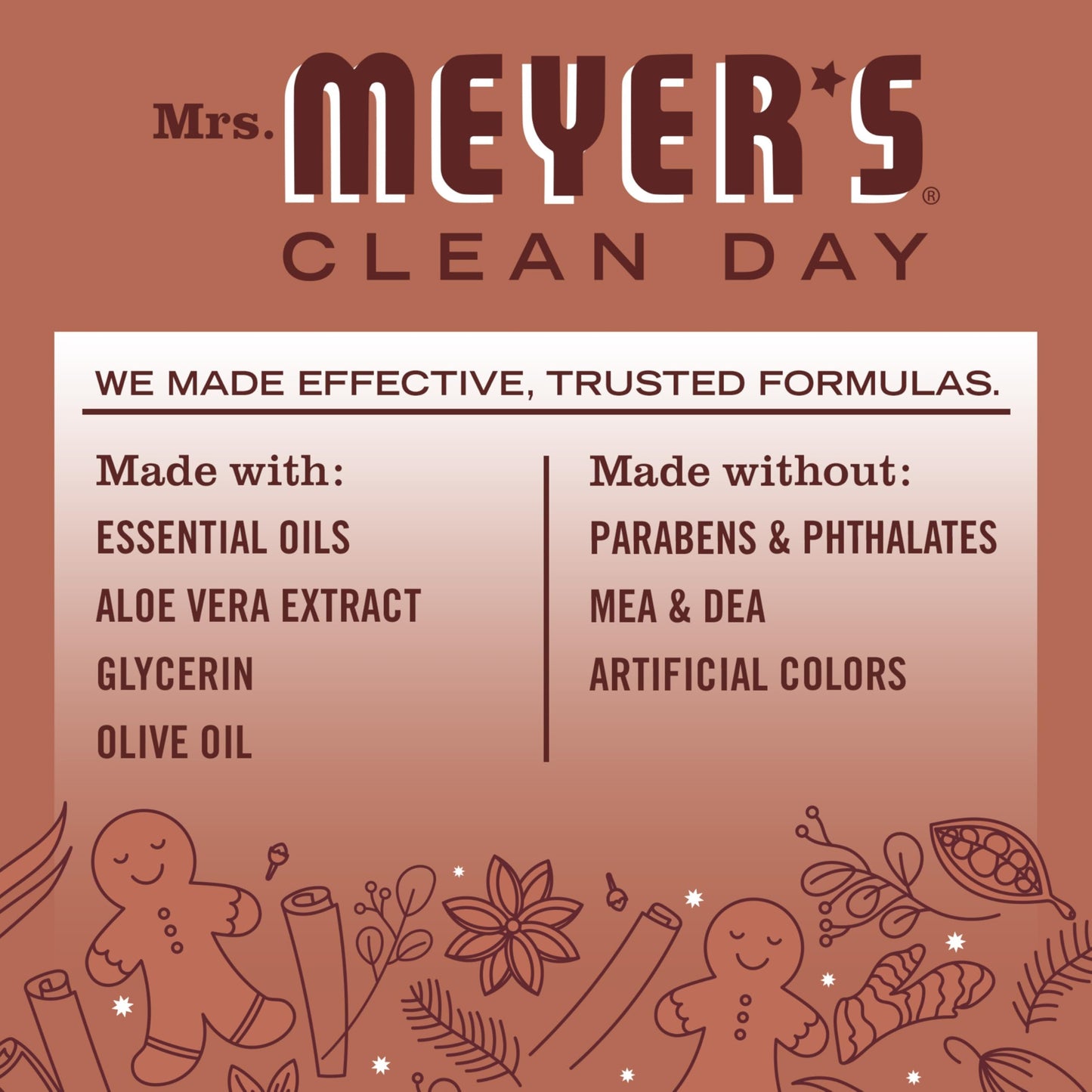 Mrs. MEYER'S CLEAN DAY Liquid Hand Soap, Limited Edition Gingerbread Scent, 12.5 Ounce Bottle