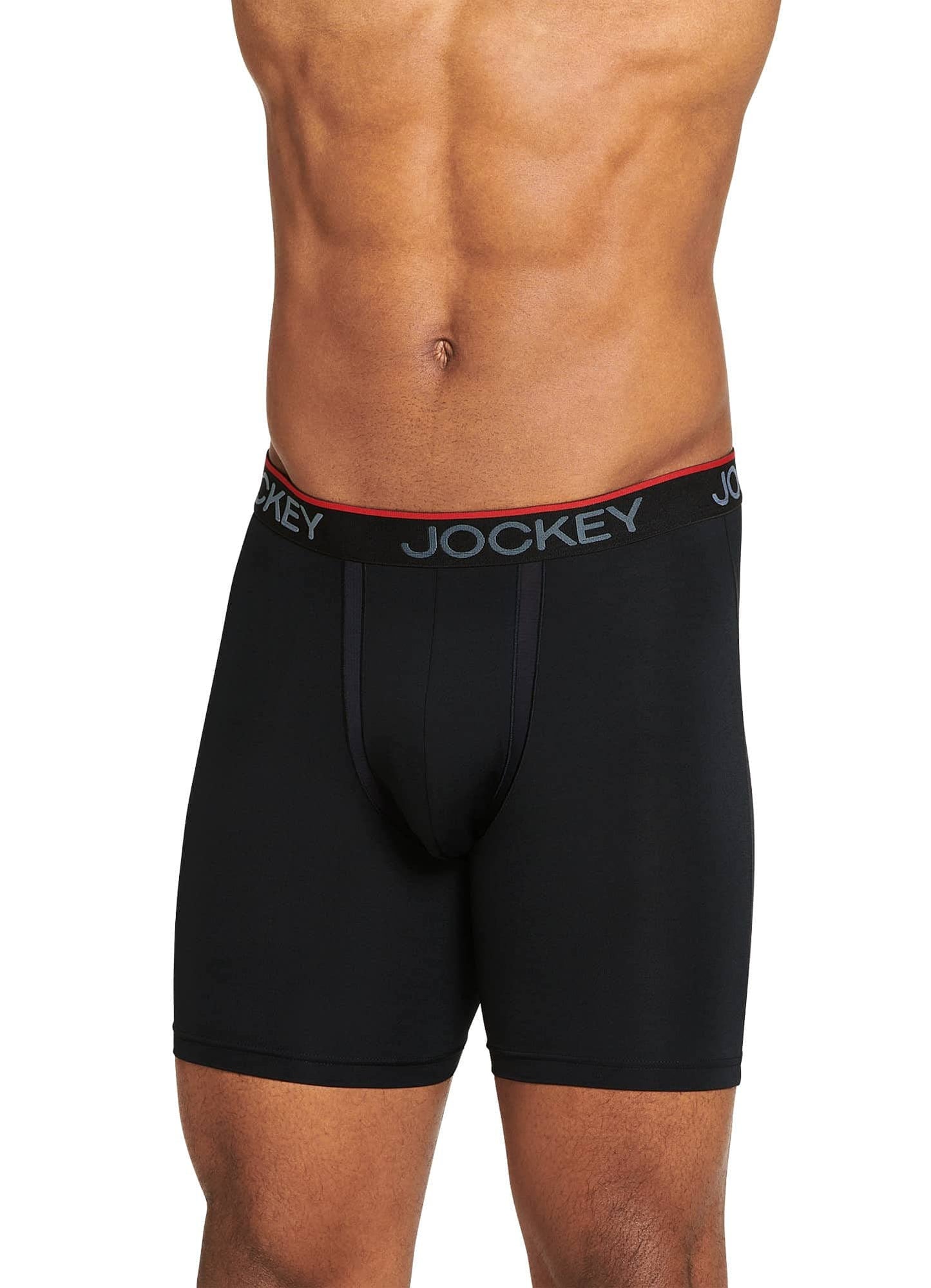 Jockey Men's Underwear Chafe Proof Pouch Microfiber 6" Boxer Brief - 3 Pack, Black, S
