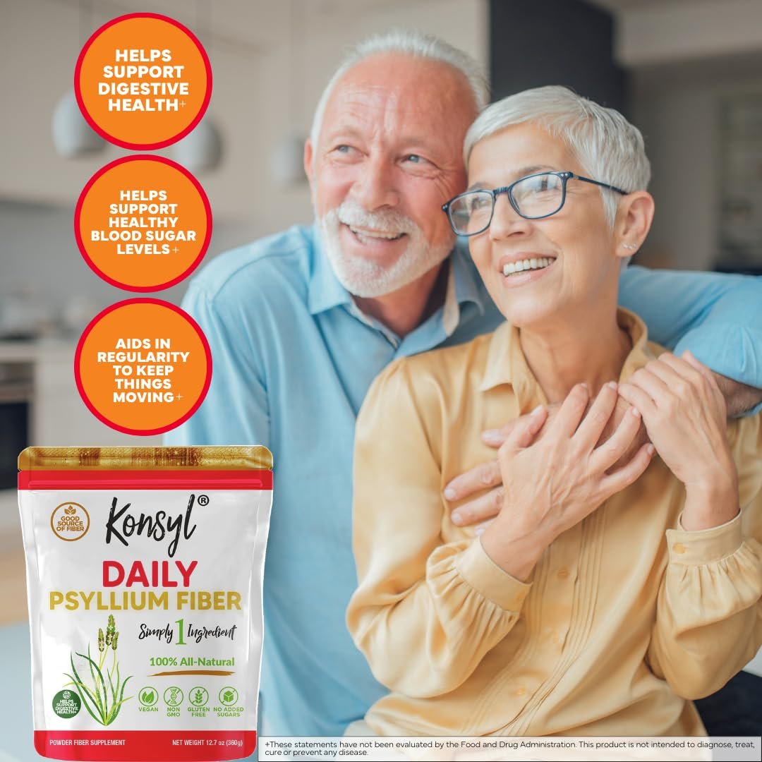Konsyl Daily Psyllium Fiber 360g / 12.7oz - Non-GMO, Vegan, Keto-Friendly, Fiber Supplement Powder - Supports Digestive Health