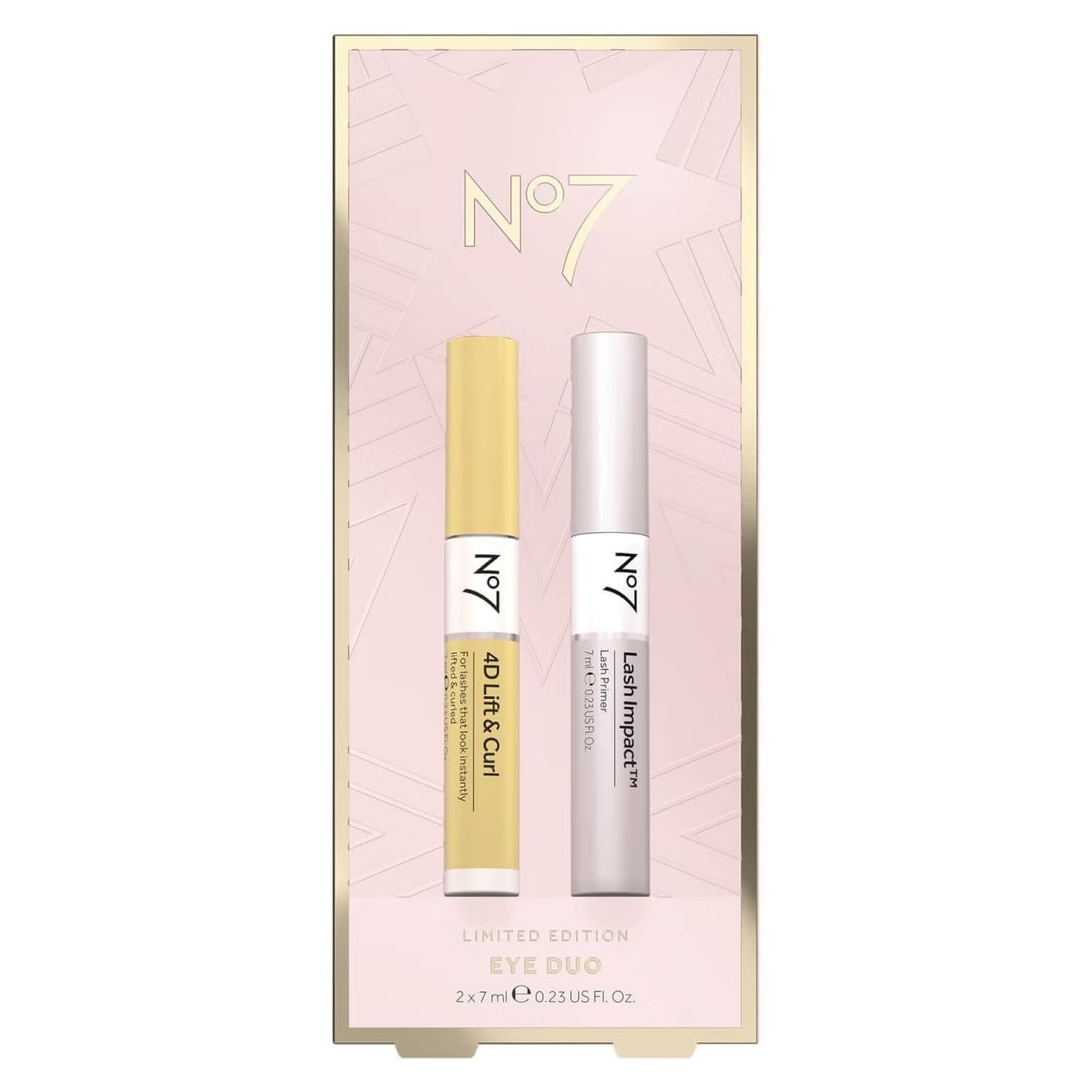 No7 4D Lift and Curl Mascara with Lash Impact Lash Primer Eye Duo, 1 Fl Oz (Pack of 1), Black