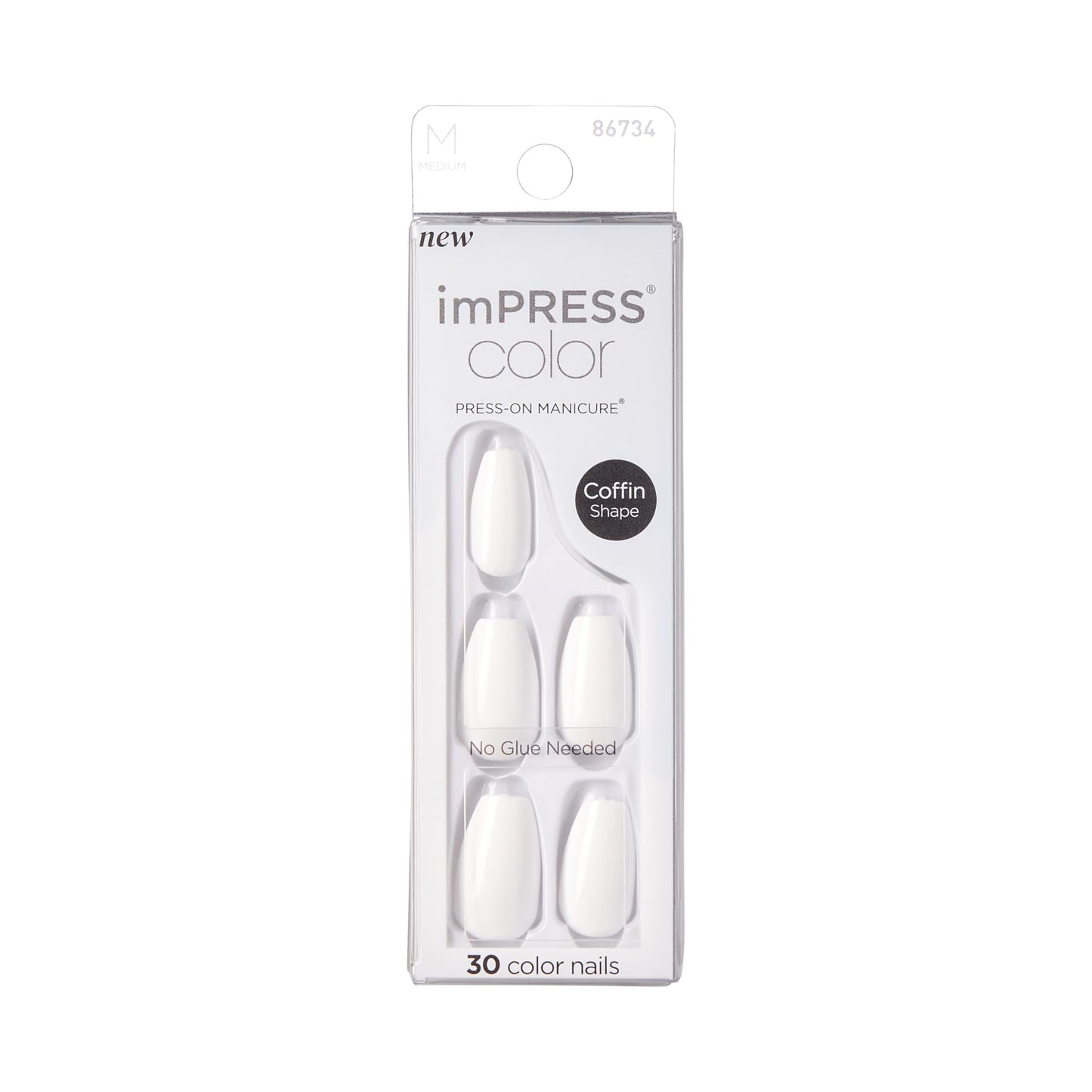 KISS imPRESS Color Press-On Nails Polish-Free Manicure Set, ‘Frosting’, 30 Chip-Proof, Smudge-Proof Fake Nails