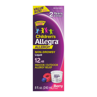 Allegra Children's 12HR Allergy Relief Non-drowsy Antihistamine Liquid, Berry Flavor, Alcohol-Free & Dye-Free