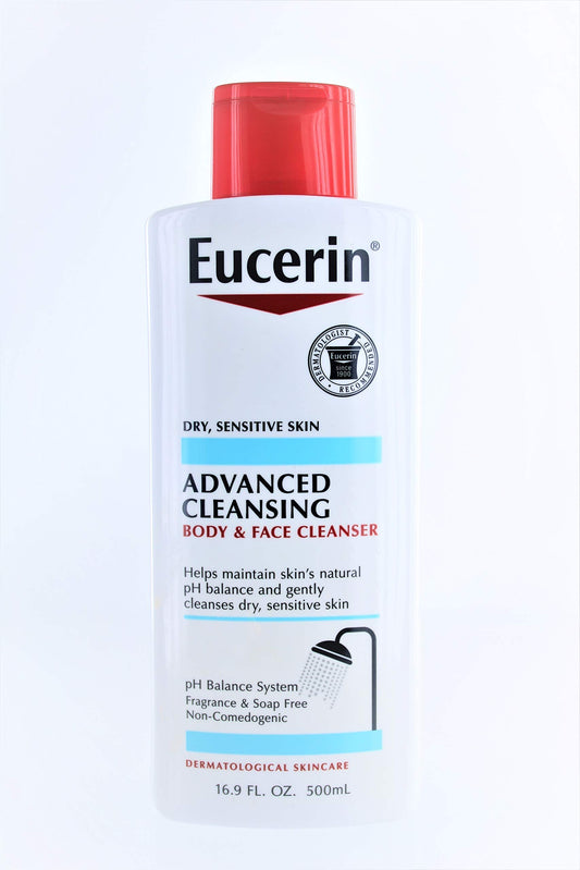 Eucerin Advanced Cleansing Body & Face Cleanser - Fragrance & Soap Free for Dry, Sensitive Skin - 16.9 fl. oz Bottle (Pack of 2)