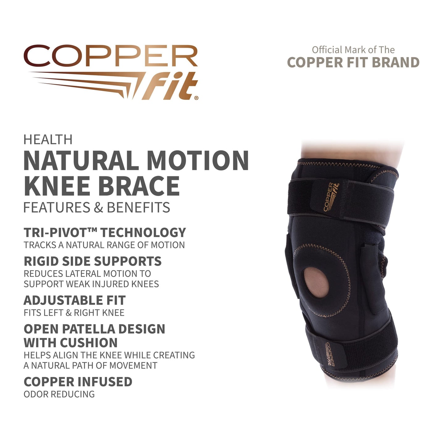 Copper Fit Health Natural Motion Knee Brace, Adjustable RTC12