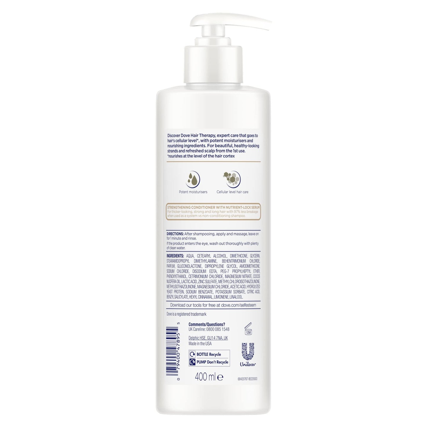 Dove Hair Therapy Conditioner for Damaged Hair Breakage Remedy Hair Conditioner with Nutrient-Lock Serum 13.5 fl oz
