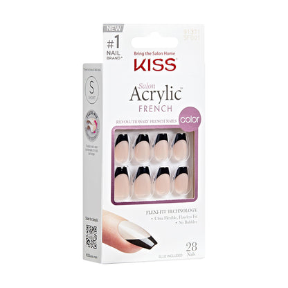 KISS Salon Acrylic French, Press-On Nails, Nail glue included