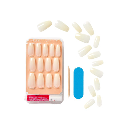 KISS Salon Acrylic Natural Press On Nails, Nail glue included, 'Rare