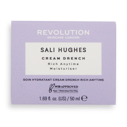 Revolution Skincare London X Sali Hughes, Drench-Rich Anytime Moisturiser, Face Moisturiser, 50ml