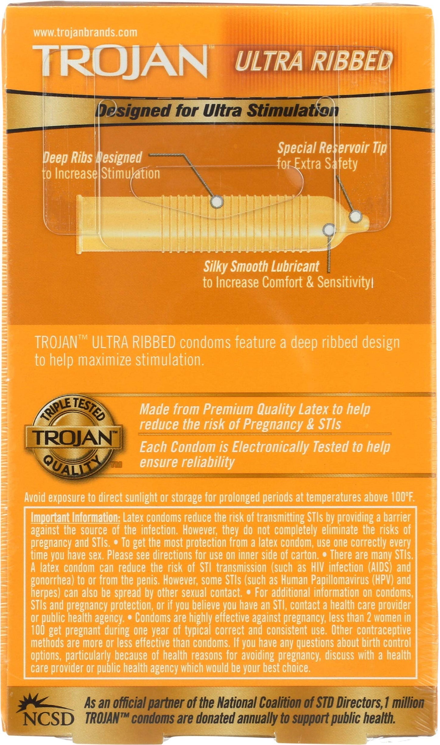 Trojan Condom Stimulations Ultra Ribbed Lubricated 12 Pc - 2 Packs