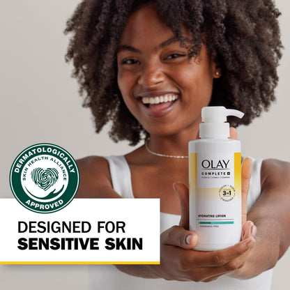 Olay Complete+ Hydrating Lotion Fragrance-Free, 10.1 FL OZ, 3-in-1 Nourishing Face Moisturizer for All Skin Types with Vitamin B3, Vitamin E, and Ceramides