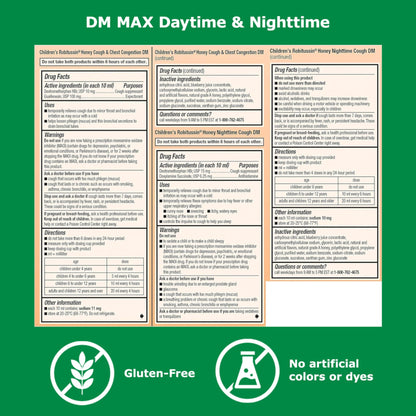 Robitussin Children’s Honey Cough and Chest Congestion DM and Children's Robitussin Honey Nighttime Cough DM, Value Pack of Children's Cough Medicine - 2 x 4 Fl Oz Bottles