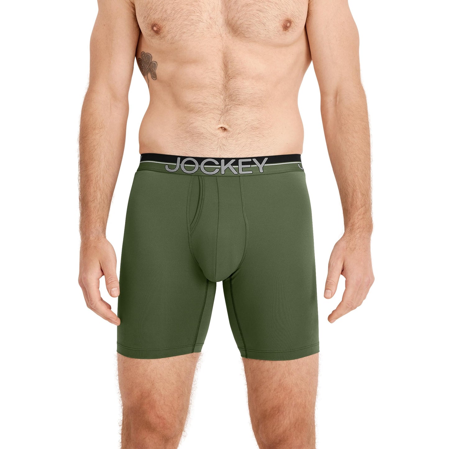 Jockey Men's Underwear Infinite Cool Microfiber Stretch 8" Long Leg Boxer Brief - 3 Pack