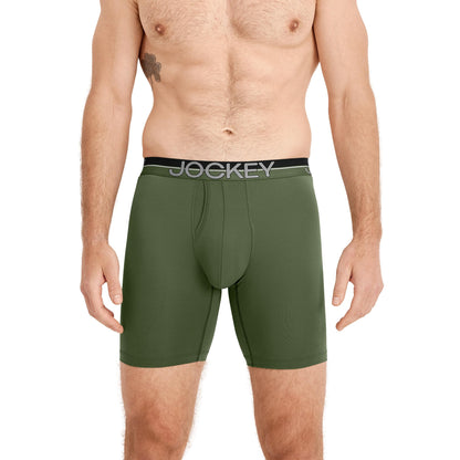 Jockey Men's Underwear Infinite Cool Microfiber Stretch 8" Long Leg Boxer Brief - 3 Pack