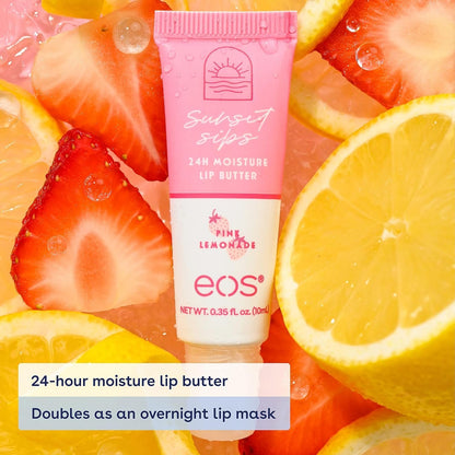 eos Sunset Sips Lip Butter Tube- Pink Lemonade, 24-Hour Moisture, Overnight Lip Mask, Lip Care Products, 0.35 fl oz, (Pack of 2)