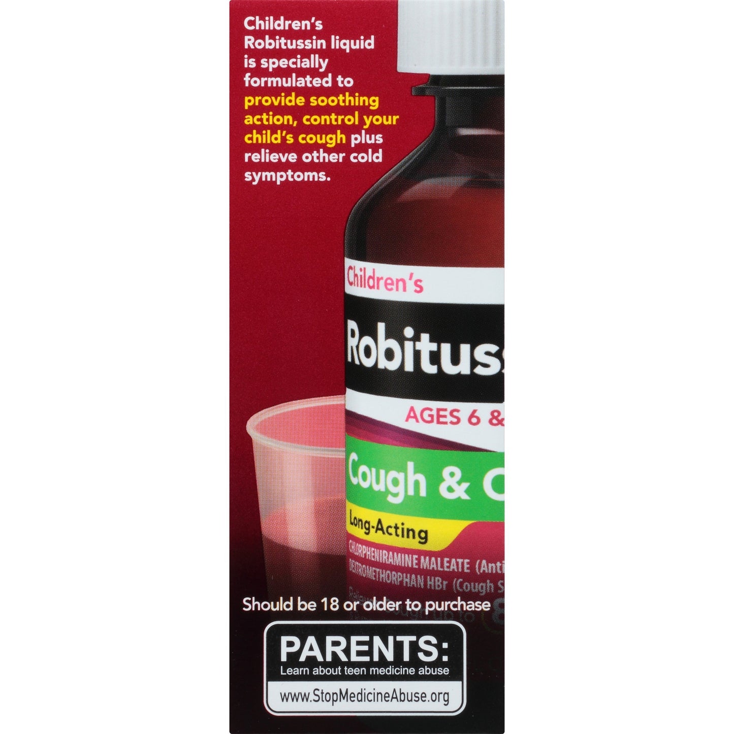 Robitussin Children's Cough & Cold Long-Acting Liquid Fruit Punch 4 oz (Pack of 2)