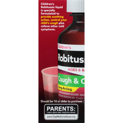 Robitussin Children's Cough & Cold Long-Acting Liquid Fruit Punch 4 oz (Pack of 2)