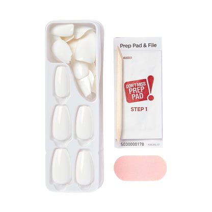 KISS imPRESS Color Press-On Nails Polish-Free Manicure Set, ‘Frosting’, 30 Chip-Proof, Smudge-Proof Fake Nails