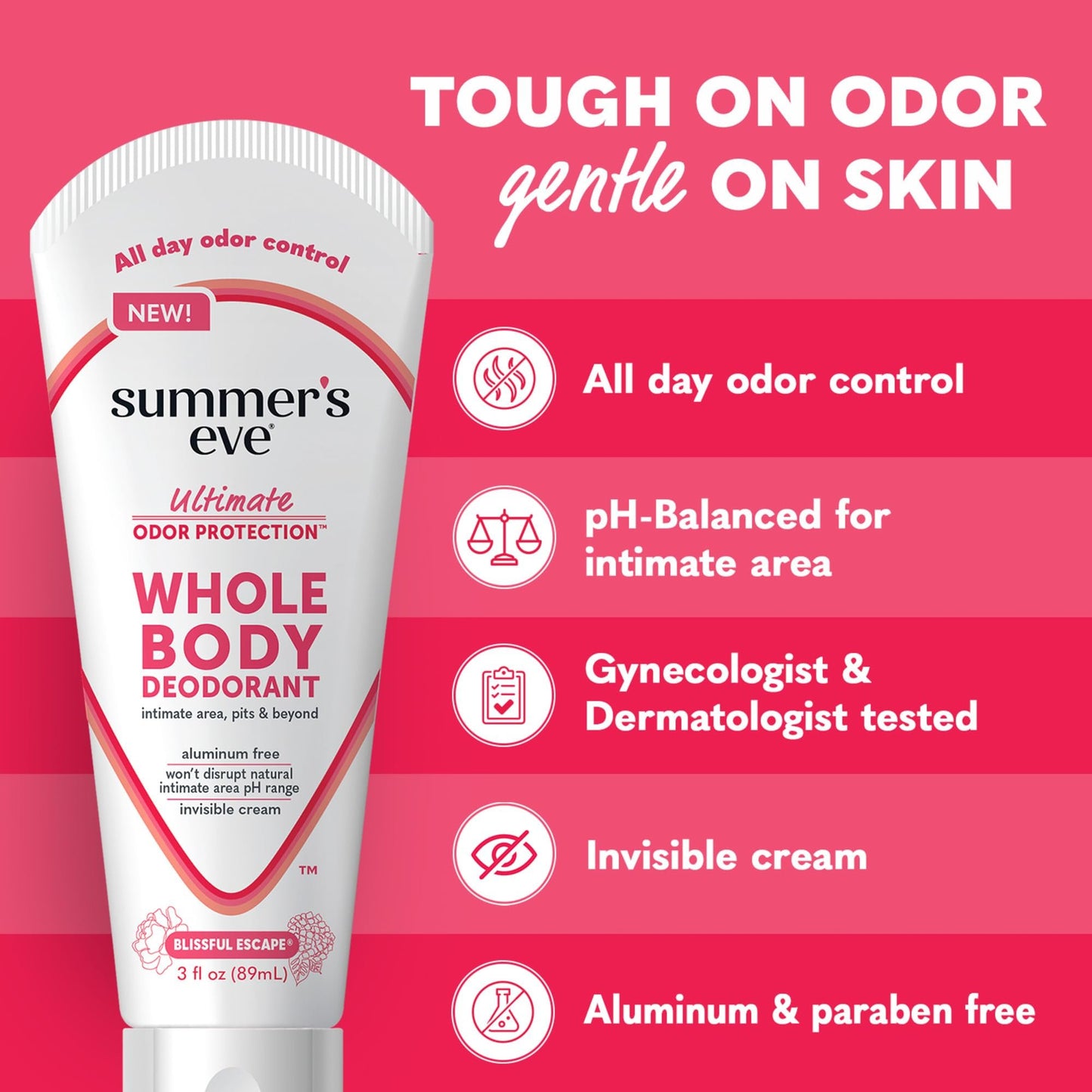 Summer's Eve Whole Body Deodorant Cream, Blissful Escape