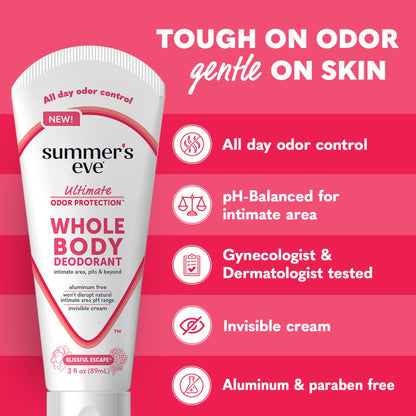 Summer's Eve Whole Body Deodorant Cream, Blissful Escape