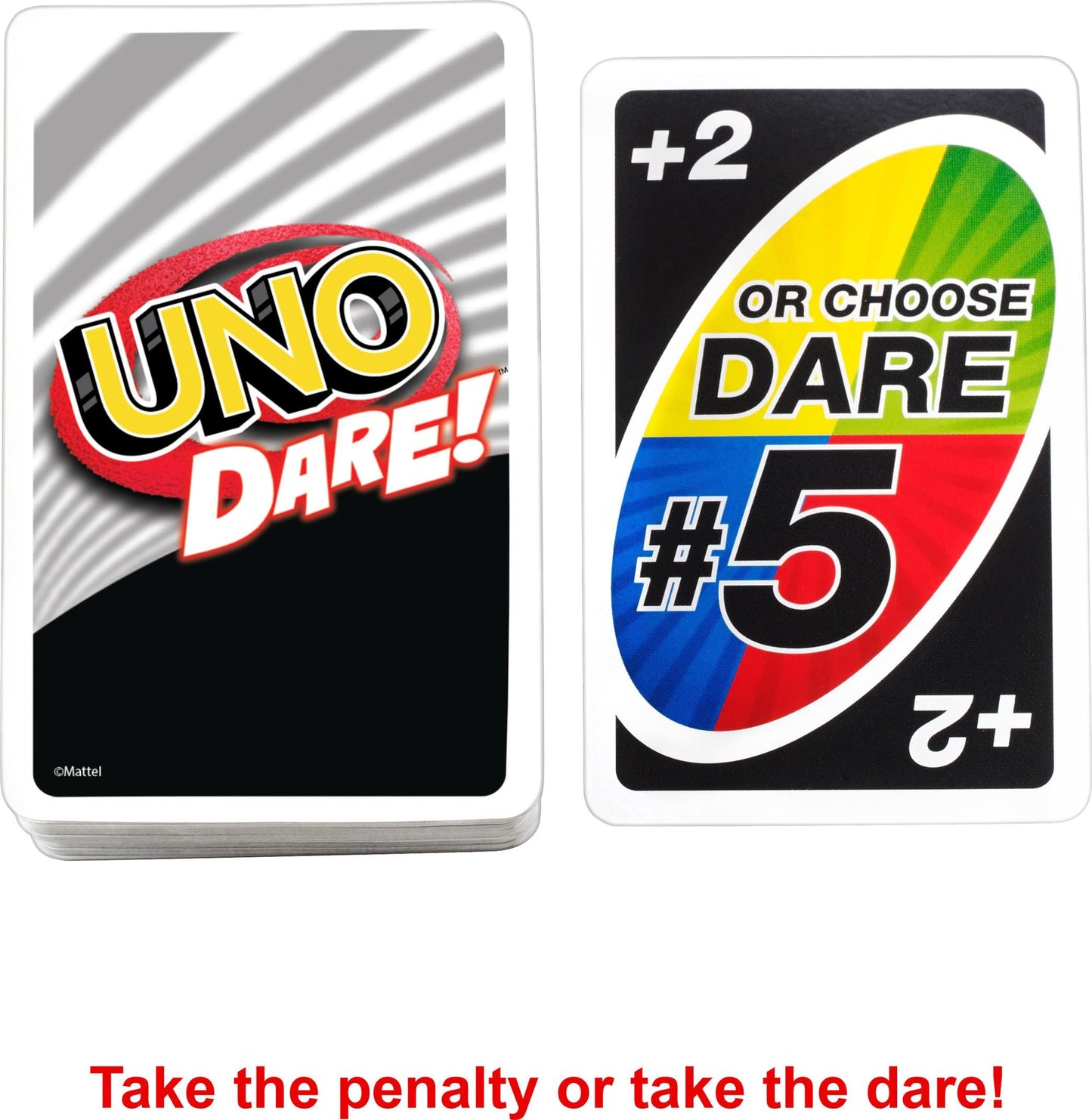Mattel Games UNO Dare Card Game for Families & Parties Featuring Challenging & Silly Dares from 3 Different Categories