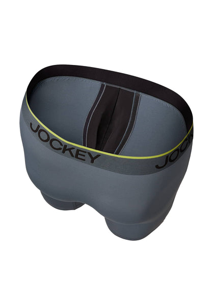 Jockey Men's Underwear Chafe Proof Pouch Microfiber 6" Boxer Brief - 3 Pack, Bright Aqua/Iron Grey/Blue Jay, L