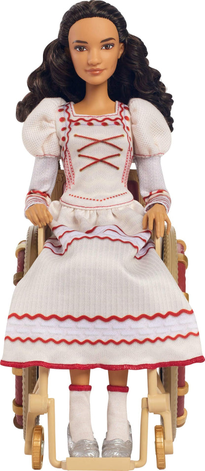 Mattel Universal Wicked Nessarose Fashion Doll & Accessories, Including Wheelchair, with Brown Curly Hair, Poseable & Removable Ballroom Look