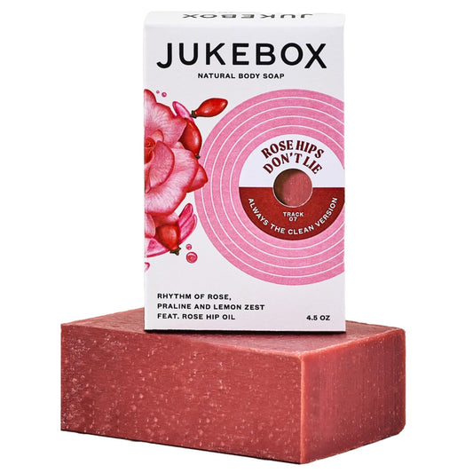 JUKEBOX Soap,Rose Hips Don't Lie Scent, Natural Bar Soap for Women, Cold Process, Bath Soap with No Harmful Ingredients, Created for All Skin Types, Rose, Praline, Lemon Zest-a Dr. Squatch Brand-4.5oz