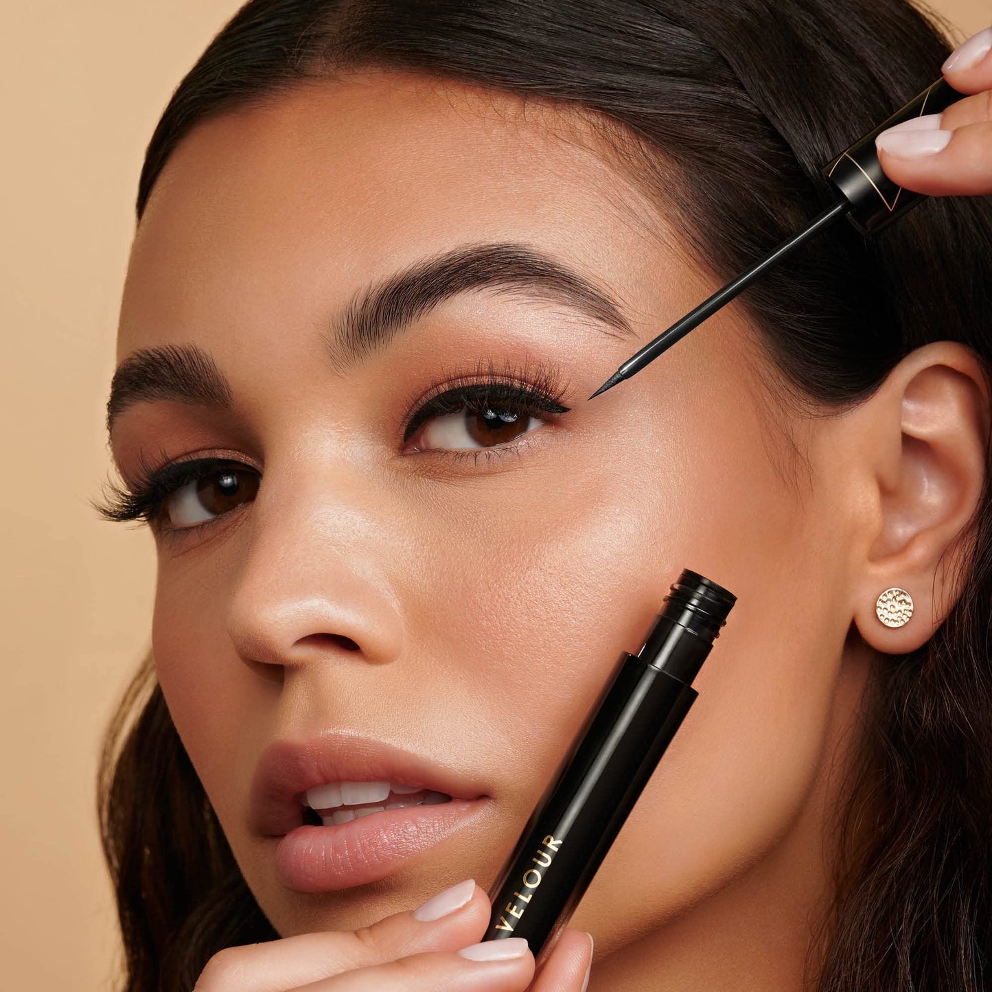 Velour Magnetic Lash & Go Eyeliner - Fine Tip Liquid Magnetic Eyeliner + Lash Glue Hybrid for Magnetic Eyelashes & False Lashes - 2-in-1 Self Adhesive Eyeliner for Magnetic Lashes - 3.5 ml (Black)