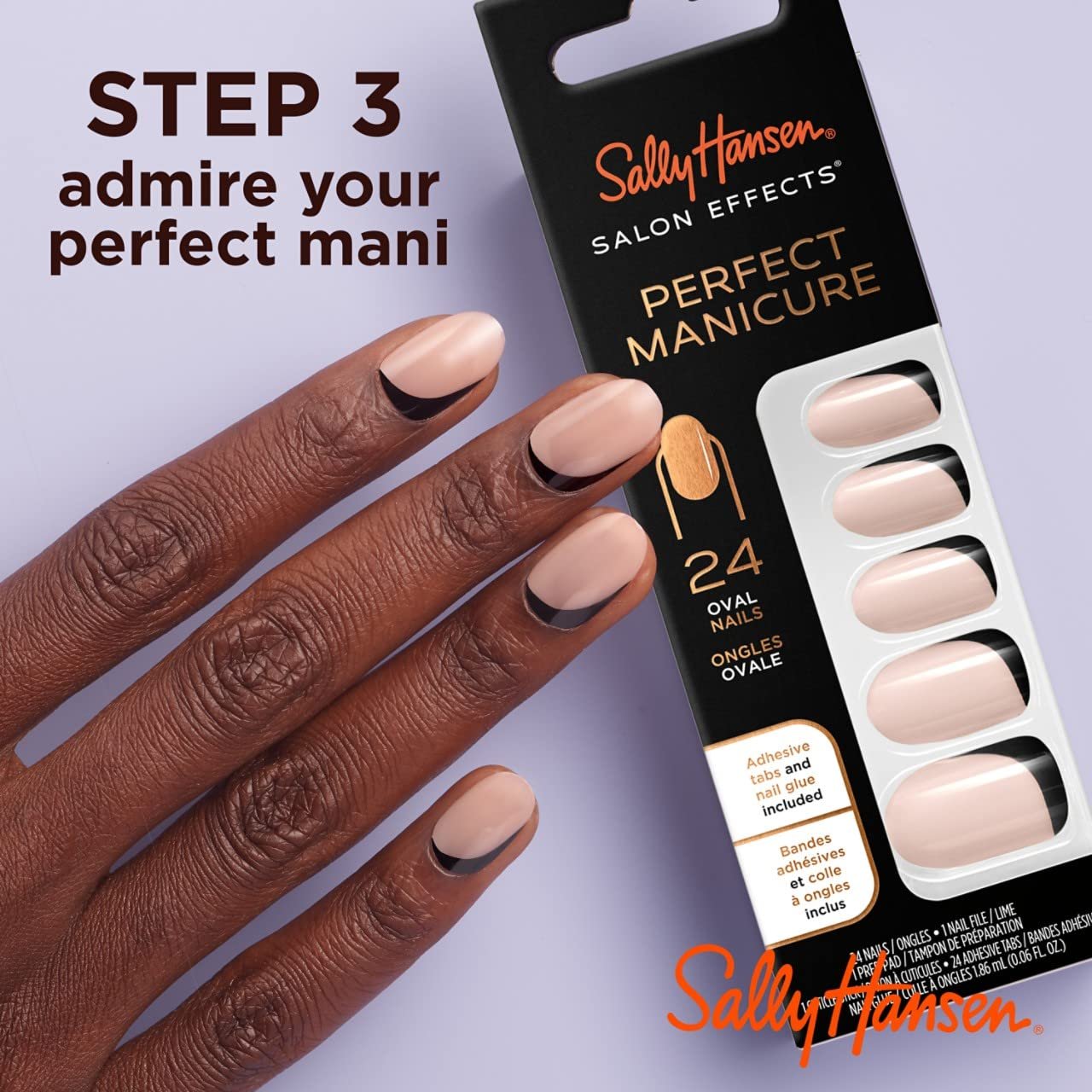 Sally Hansen Salon Effects® Perfect Manicure, ASAP Apple, Press On Nails, Almond Shaped, Non-Damaging Adhesive Tabs, File, and Alcohol Pad Included
