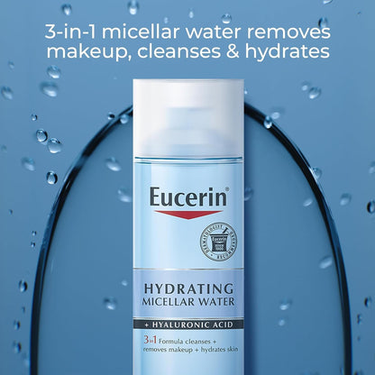 Eucerin Hydrating 3-in-1 Micellar Water, Formulated with Hyaluronic Acid, 6.8 Fl Oz Bottle