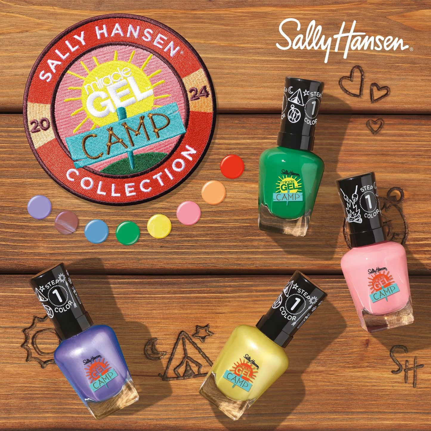 Sally Hansen Miracle Gel, Summer Camp Cozy Cabin, Long Lasting, Gel-Like Formula, No UV Lamp Needed, Purple Nail Polish - Pack of 2
