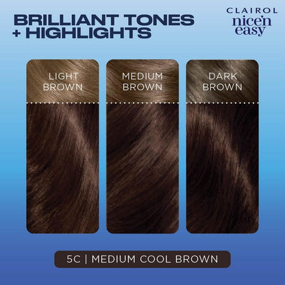 Clairol Nice'n Easy Permanent Hair Dye, Natural-Looking Brown Hair Color with 100% Gray Coverage